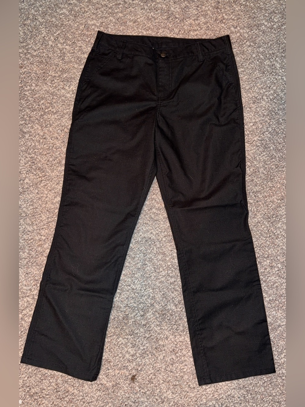 Carhartt Women’s Black Canvas Straight Leg Work Pant Size 12 Short
